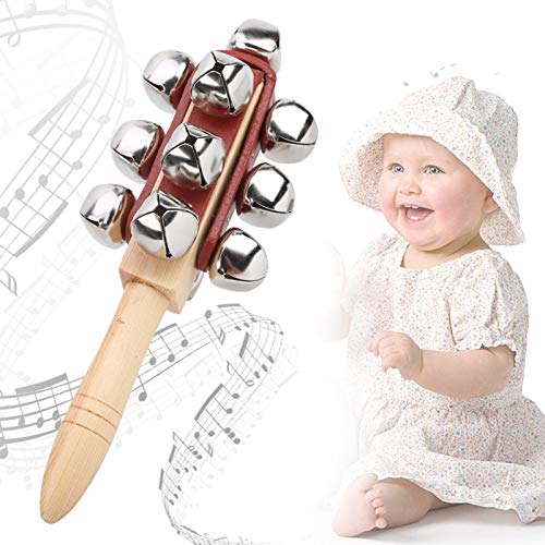 Alvinlite Palo De Campana De Trineo, Instrumento Musical De Juguete para Niños con Cascabeles De Mano De Madera para Fiesta