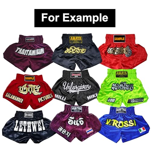 Amata - Pantalones cortos de boxeo personalizados para Muay Thai, equipo de kickboxing para hombres, mujeres, niños, adultos, niños y niñas, rosado, beige, (Pink Beige), XXX-Small
