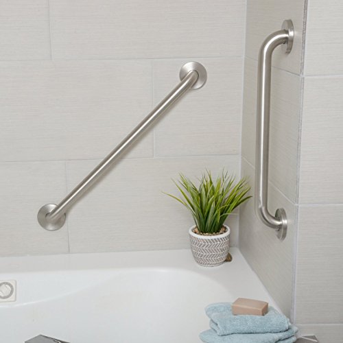 Amazon Basics - Barra de agarre para baño de discapacitados, 40,6 cm de largo, 3,18 cm de diámetro, Acero Inoxidable