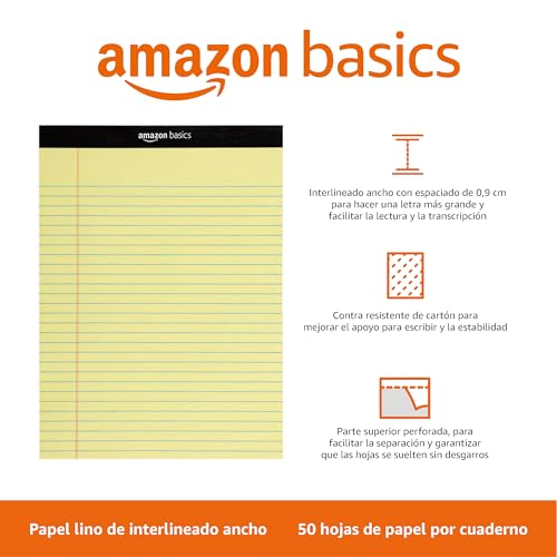 Amazon Basics - Bloc de notas legales (50 hojas de papel, 12 unidades), letter diseño de Canary