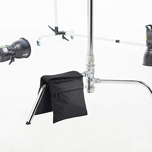 Amazon Basics - Bolsa de arena vacía, accesorio fotográfico para soportes de iluminación, paquete de 4, Negro