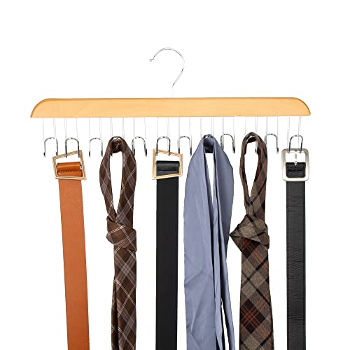 Amazon Basics - Colgador de madera para cinturones, natural, 2 unidades