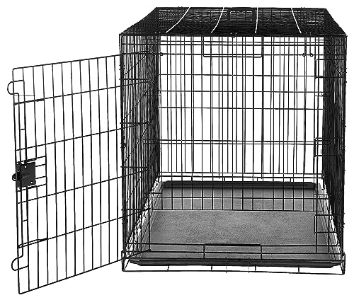 Amazon Basics - Jaula para perro de alambre metálico, Duradero,Plegable con bandeja, puerta única, 122 cm, negro