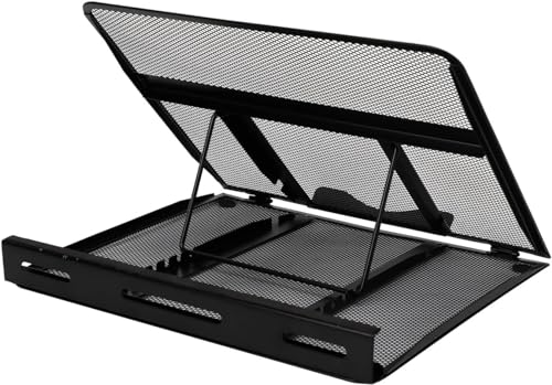 Amazon Basics - Soporte de portátil ergonómico, ajustable y con ventilación, Negro, 33 cm x 28,7 cm x 18,5 cm
