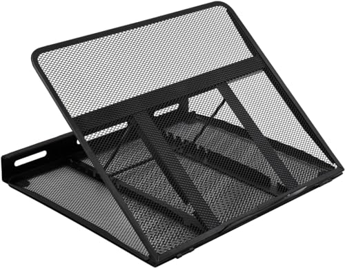 Amazon Basics - Soporte de portátil ergonómico, ajustable y con ventilación, Negro, 33 cm x 28,7 cm x 18,5 cm