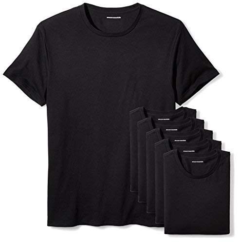 Amazon Essentials Camiseta Interior con Cuello Redondo Hombre, Pack de 6, Negro, XL