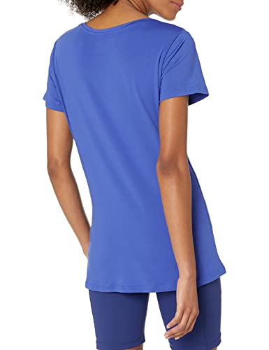 Amazon Essentials Camiseta técnica elástica de Manga Corta y Cuello en Pico (Disponible en Tallas Grandes) Mujer, Pack de 2, Azul Brillante/Negro, XL