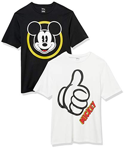 Amazon Essentials Disney | Marvel | Star Wars Camisetas de Cuello Redondo (Disponibles en Tallas Grandes y Largos Especiales) Hombre, Pack de 2, Mickey Clásico, M