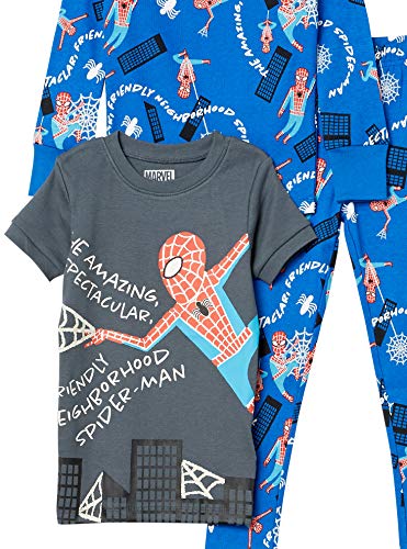 Amazon Essentials Disney | Marvel | Star Wars Conjunto de Pijama (Previamente Spotted Zebra) Niño, Pack de 2, Azul/Gris/Marvel Spiderman, 8 años