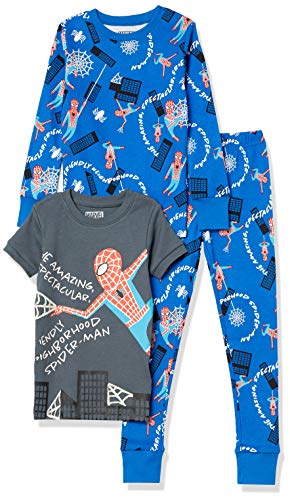 Amazon Essentials Disney | Marvel | Star Wars Conjunto de Pijama (Previamente Spotted Zebra) Niño, Pack de 2, Azul/Gris/Marvel Spiderman, 8 años