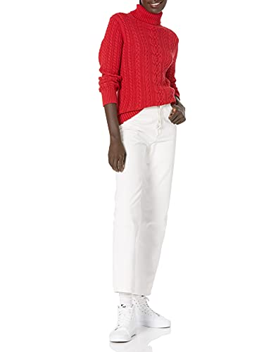 Amazon Essentials Jersey de Cuello Vuelto y Punto Cable de Tipo Pescador (Disponible en Tallas Grandes) Mujer, Rojo, S