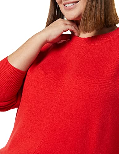 Amazon Essentials Jersey de Tacto Suave con Cuello Redondo, Manga Larga y Corte Clásico Mujer, Rojo, XL