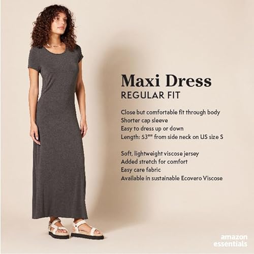 Amazon Essentials Maxi-Vestido de Manga Corta Mujer, Violeta Suave, S