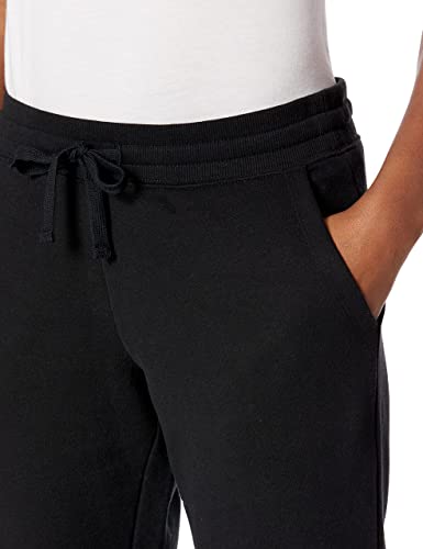 Amazon Essentials Pantalón de chándal en Felpa con Pernera Recta (Disponible en Tallas Grandes) Mujer, Negro, L