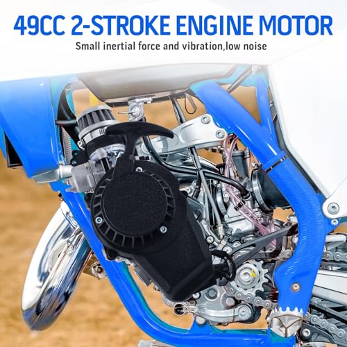 Ambienceo 49 CC Motor de 2 tiempos Motor de arranque por tracción Mini Pocket Pit Pullstart Carburador Filtro de aire Cabezal Dirt Bike Quad Pocket Bike