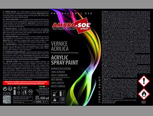 AMBRO-SOL - Pintura acrílica en spray, color Negro Mate, RAL 9005, resultado profesional en múltiples superficies, exteriores e interiores, 400 ml