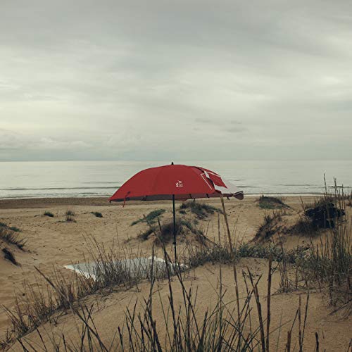 Amiaire Sombrilla de Playa - Sombrilla de Playa Grande 240 cm – 3 Posiciones - Protección UV, antiviento y Transpirable de Aluminio- Incluye Bolsa de Viaje (Rojo)