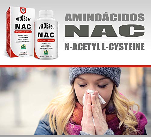 Aminoácido Acetil Cisteína NAC 100 Vcaps.- Suplementos Alimentación y Suplementos Deportivos - Vitobest
