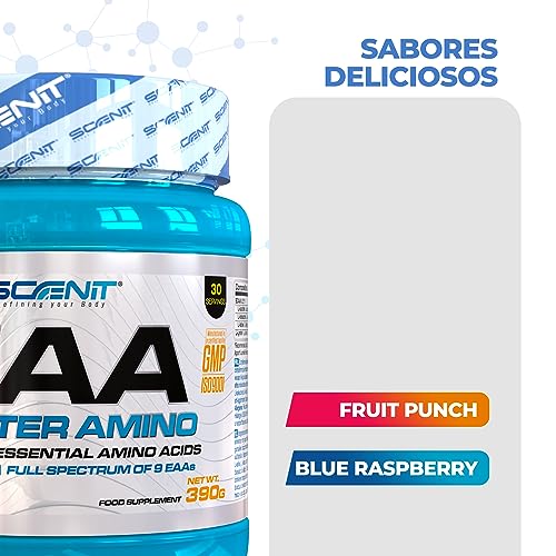 Aminoácidos esenciales completos - EAA Master Amino - 9 EAA en polvo - Aminoacidos BCAA 390 g (Fruit punch)