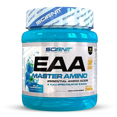Aminoácidos esenciales - EAA Master Amino - 9 EAA en polvo - EAA aminoacidos - EAA 9 aminoacidos - Aminoacidos esenciales completos - Aminoácidos esenciales 9 - Aminoacidos BCAA 390 g (Blue raspberry)
