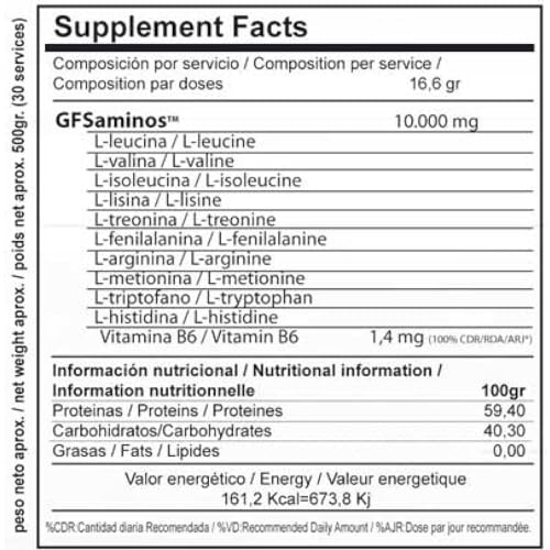 Aminoácidos Esenciales GFS AMINOS Powder Polvo, Cápsulas y viales - Fuerte Recuperador Muscular - Suplementos Deportivos - Vitobest (Wild Melon, 500g)
