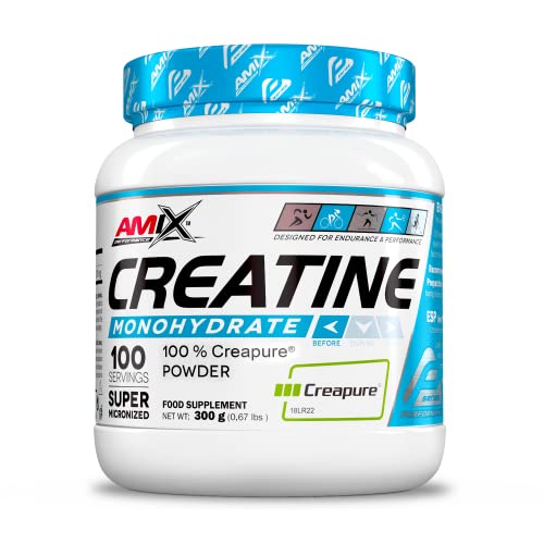 AMIX - Creatina Monohidratada Creapure en Bote de 300 g - Ayuda al Aumento del Rendimiento y la Fuerza - 100% Creapure - Suplemento para Ganar Masa Muscular
