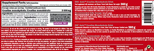 Amix Creatina Monohidrato Powder Drink 360 gr - Mejora el Rendimiento Deportivo - Aumenta la Masa Muscular - Perfecta para Deportistas - Sabor Frutas del Bosque