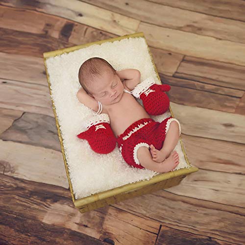 Amorar Bebé Disfraz de Fotografía de Punto Ganchillo Traje de Campeón de Boxeo con Muñeca para Recién Nacido