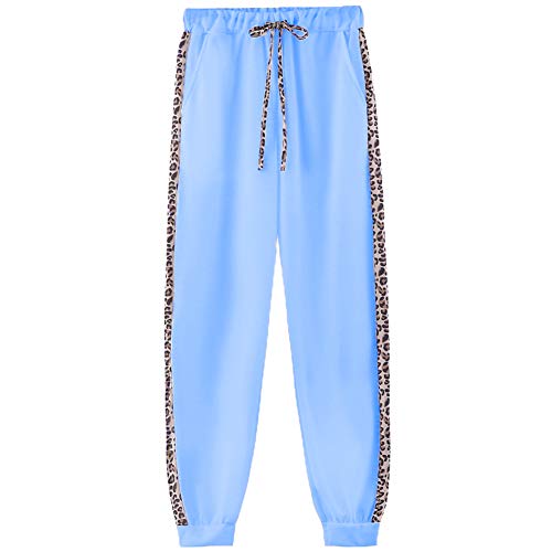 amropi Mujer Leopardo Conjunto de Ropa Chandal con Capucha Tops y Pantalones Deportivos Señoras 2 Piezas Set S,Azul
