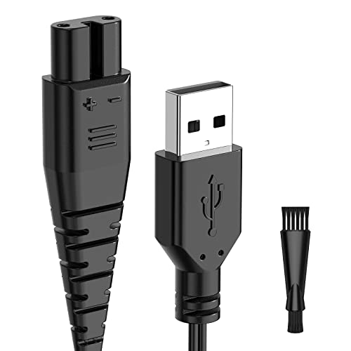 Ancable Cable de carga USB con cepillo pequeño, cable de repuesto compatible con Hatteker RFC 690, 692, 588, 598, 696, 9598, 7568, cortapelos (1 cable de carga+cepillo)