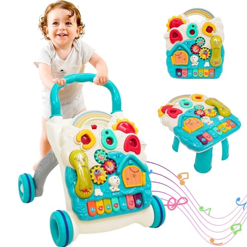 Andador Bebés, 3 en 1 Caminador Bebe de juguetes de entretenimiento, Ruedas con velocidad regulable, Tablero de Juego Extraíble, para bebés de 12 a 36 meses