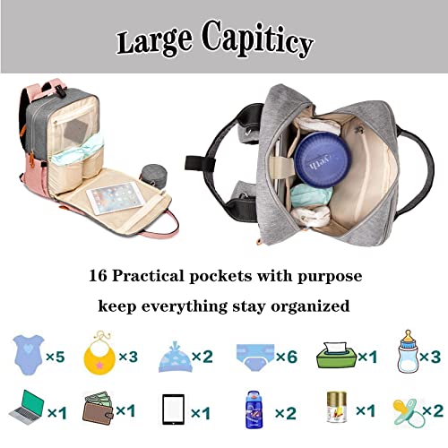 ANKÖMMLING Mochila para pañales de bebé, elegante bolso cambiador con cambiador multifuncional, impermeable, gran capacidad para viajes
