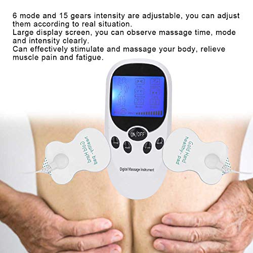 ANKROYU Máquina de estimulación muscular de unidad TENS de doble canal, máquina Tens para aliviar el dolor, máquina Tens para dolor de espalda con 6 modos de masaje y reemplazo de 8 almo