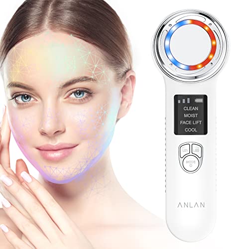 ANLAN Masajeador Facial Instrumento Multifuncional con Frío Calor Roja y Azul para Antiarrugas, Anti-envejecimiento, Limpieza Profunda, Cuidado Facial (For ES)