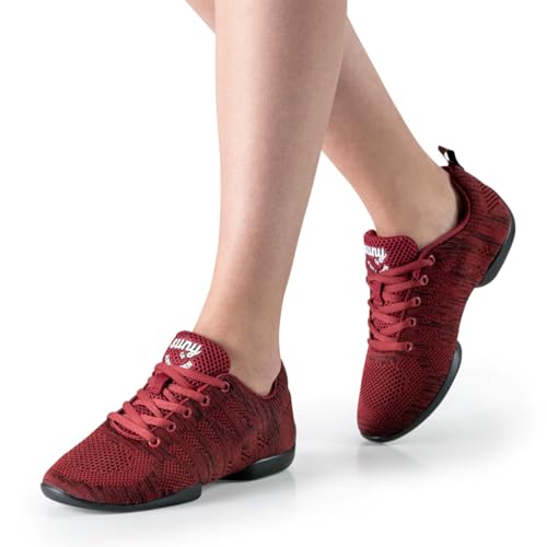 Anna Kern - Mujeres Dance Sneakers/Zapatos de Baile 135 Bold - Rojo/Negro - Suela Sneaker [UK 5]