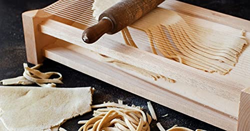 Antech - Máquina para hacer pasta casera, espaguetis fettuccine tagliatelle tonnarelli Abruzzese de madera.
