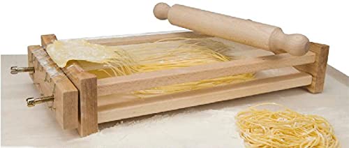 Antech - Máquina para hacer pasta casera, espaguetis fettuccine tagliatelle tonnarelli Abruzzese de madera.