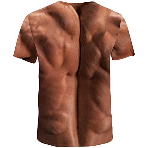 ANUFER Hombres Novedad Impresión Digital 3D Musculoso Camiseta Manga Corta Tops Blusa tee Músculo del Café Estilo C SD5A033 2XL