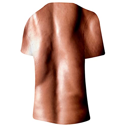 ANUFER Hombres Novedad Impresión Digital 3D Musculoso Camiseta Manga Corta Tops Blusa tee Músculo del Café Estilo C SD5A033 2XL