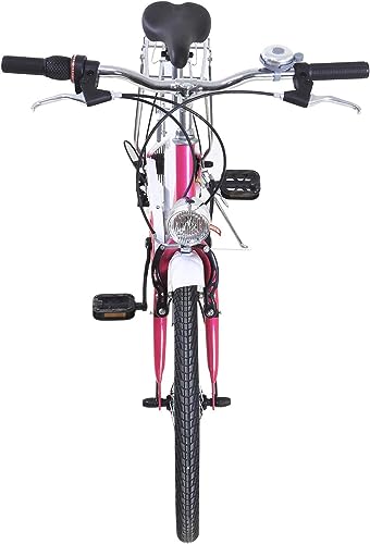 AOAPUMM Bicicleta infantil de 20 pulgadas, 6 velocidades, para niños y niñas, color rosa + blanco