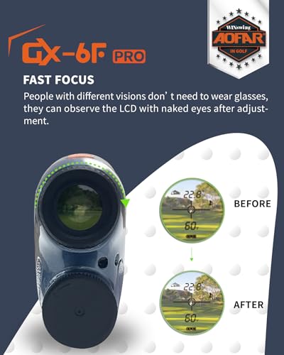 AOFAR GX-6F Pro Telémetro de Golf con Pendiente, 600Y, telémetro de Barrido Continuo, Bloqueo de Bandera con vibración pulsada para competición, Lectura en 0,2 Segundos, versión Mejorada