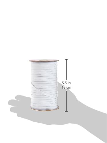 APLI 18675 - Bobina de Cuerda elástica Plana de 5 mm x 100 m en Color Blanco Multiusos ( Ideal para Manualidades)