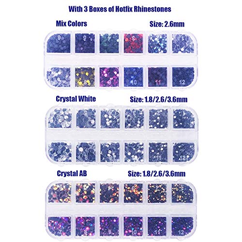 Aplicador Strass Hotfix Diamantes de Imitación Herramienta Pistola Piedras Hot Fix con 7 Puntas, Violeta
