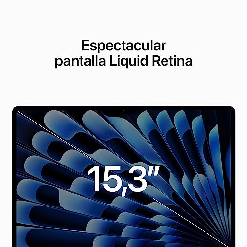 Apple 2023 MacBook Air portátil con Chip M2: Pantalla Liquid Retina de 15,3 Pulgadas, 8GB de RAM, 256 GB de Almacenamiento SSD, compatibilidad con el iPhone y el iPad, Negro Noche