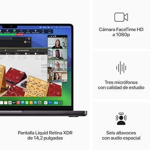 Apple 2023 MacBook Pro Portátil con Chip M3 Pro: CPU de 12 núcleos, GPU de 18 núcleos, Pantalla Liquid Retina XDR de 14,2 Pulgadas, 18 GB de Memoria unificada, 1 TB de SSD, Negro Espacial