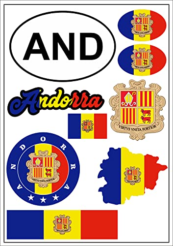 aprom Andorra – Pegatinas para mapa – bandera de coche de ciudad – 17 x 24 cm – muchos diseños