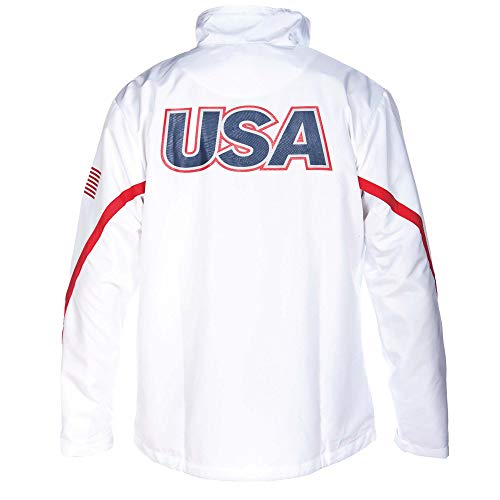 ARENA Official USA Swimming National Team Zip Warm-Up Jacket Chaqueta para Calentar, Blanco, Azul Marino, S Unisex Adulto