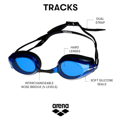 Arena Tracks Gafas de Natación, Unisex Adulto, Negro/Azul, Universal