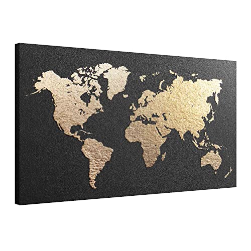 Arjazia - Cuadro decorativo para mapa del mundo (90 x 60 cm y 120 x 80 cm), diseño de fotos sobre lienzo tensado sobre un marco de madera (90 x 60 cm)