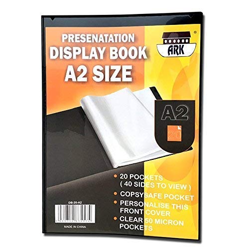 ARK - Carpeta de presentación (A2, 20 bolsillos, tamaño A2, tamaño individual), color negro